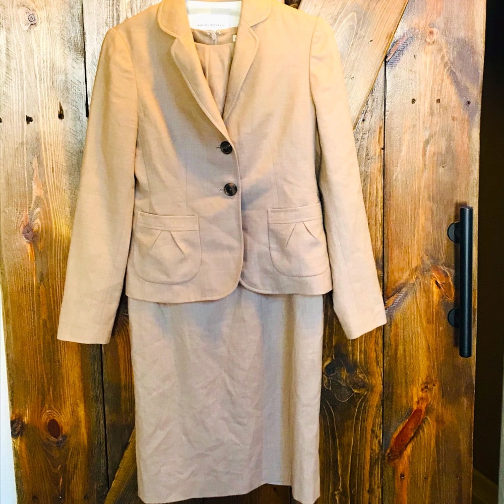 2 piece beige dress suit
